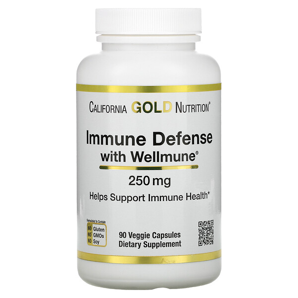 Защита иммунной системы с помощью Wellmune, бета-глюкан, 250 мг, 90 растительных капсул