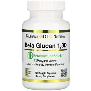 California Gold Nutrition, Beta Glucan 1-3D with Beta-ImmuneShield, Beta-Glucan für den Immunschutz, 125 mg, 120 vegetarische Kapseln