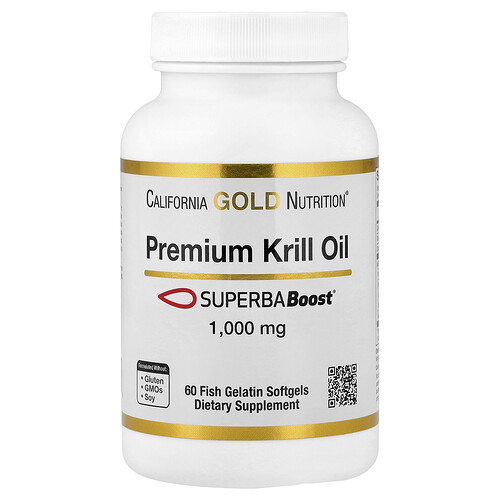California Gold Nutrition, Aceite de kril prémium con SUPERBABoost, 1000 mg, 60 cápsulas blandas de gelatina de pescado