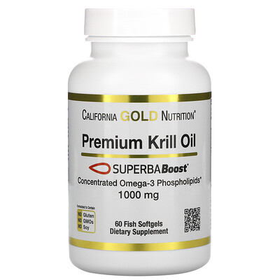 California Gold Nutrition SUPERBABoost®, масло криля премиального качества, 1000 мг, 60 капсул