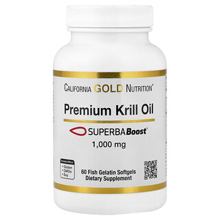 California Gold Nutrition, Huile de krill de qualité premium avec SUPERBABoost, 1000 mg, 60 capsules à enveloppe molle à base de gélatine de poisson