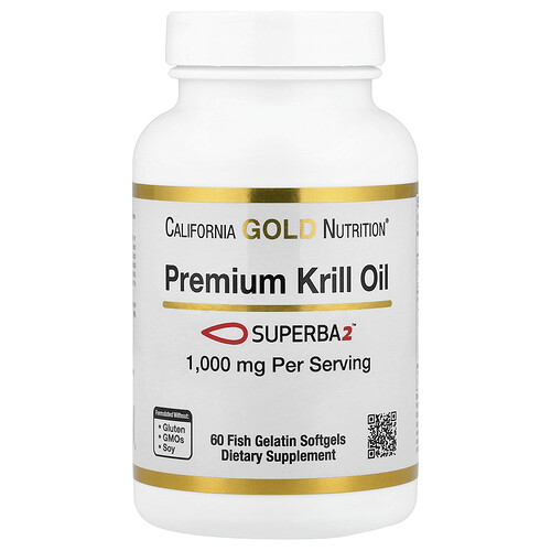 California Gold Nutrition, Aceite de kril prémium con Superba2™, 1000 mg, 60 cápsulas blandas