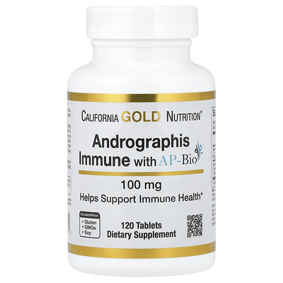 California Gold Nutrition, Andrographis con AP-Bio para la inmunidad, Extracto de Andrographis con vitamina C y zinc, 100 mg, 120 comprimidos