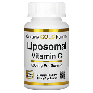 California Gold Nutrition, Vitamina C Lipossomal, 500 mg por Dose, 60 Cápsulas Vegetais