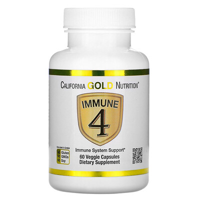 California Gold Nutrition Immune4, средство для укрепления иммунитета, 60 растительных капсул