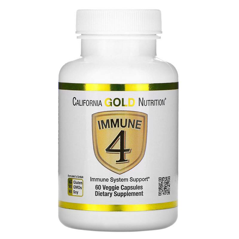 California Gold Nutrition, Immune4（イミューン4）、病気に負けない体づくりをサポート、ベジカプセル60粒