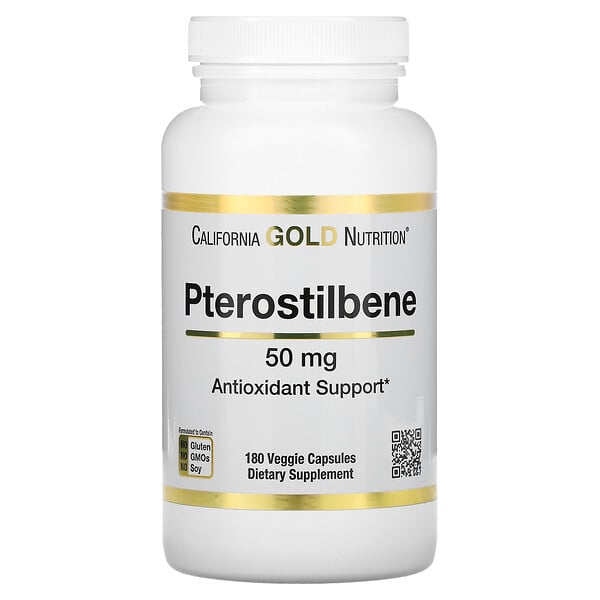 California Gold Nutrition, Pteroestilbeno, 50 mg, 180 cápsulas vegetales