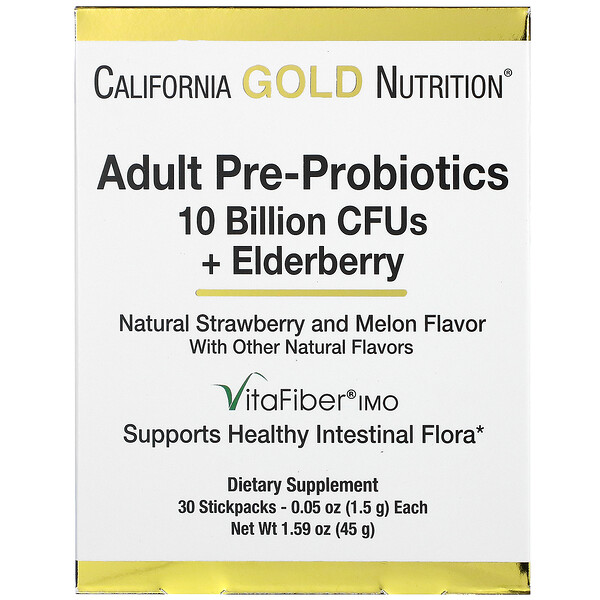 Adult Pre-Probiotics, Prä-Probiotika für Erwachsene, 10 Milliarden KBE + Holunder, natürlicher Erdbeer- und Melonengeschmack, 30 Päckchen, je 1,5 g (0,05 oz.)