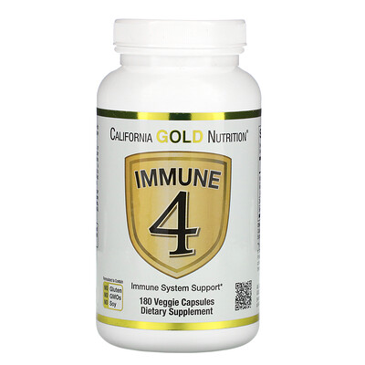 California Gold Nutrition Immune 4, средство для укрепления иммунитета, 180 растительных капсул