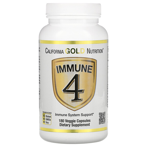 California Gold Nutrition, Immun 4, Unterstützung des Immunsystems, 180 pflanzliche Kapseln