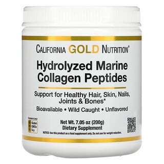 California Gold Nutrition, Péptidos de colágeno marino hidrolizado, Sin sabor, 200 g (7,05 oz)