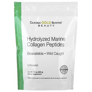 California Gold Nutrition, гидролизованные пептиды морского коллагена, без добавок, 200 г