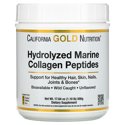 California Gold Nutrition гидролизованные пептиды морского коллагена, без добавок, 500 г (17,64 унции)