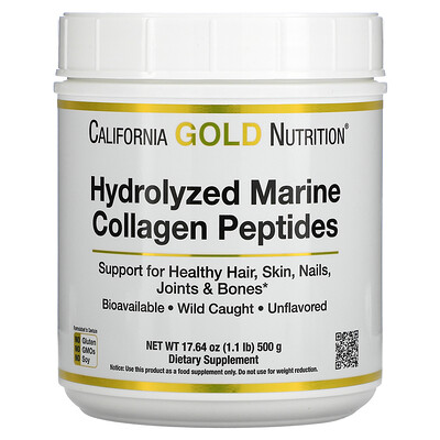 

California Gold Nutrition, Hydrolyzed Marine Collagen Peptides, Unflavored, 17.64 oz (500 g)