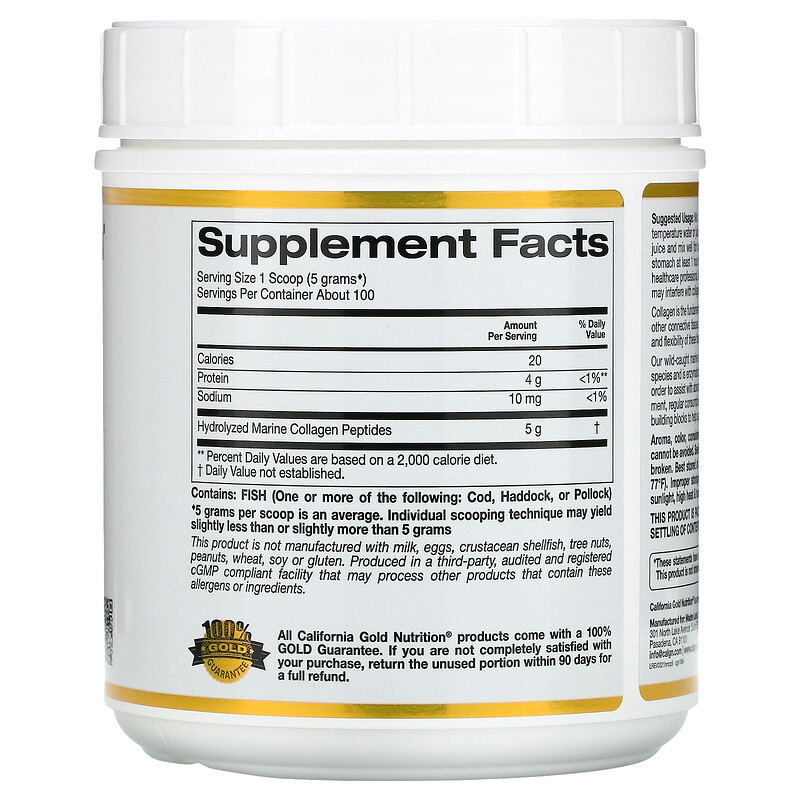 California Gold Nutrition, Hydrolyzed Marine Collagen Peptides ...