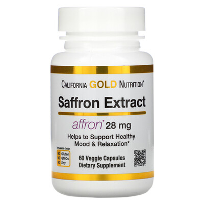 California Gold Nutrition экстракт шафрана, с экстрактом Affron, 28 мг, 60 растительных капсул