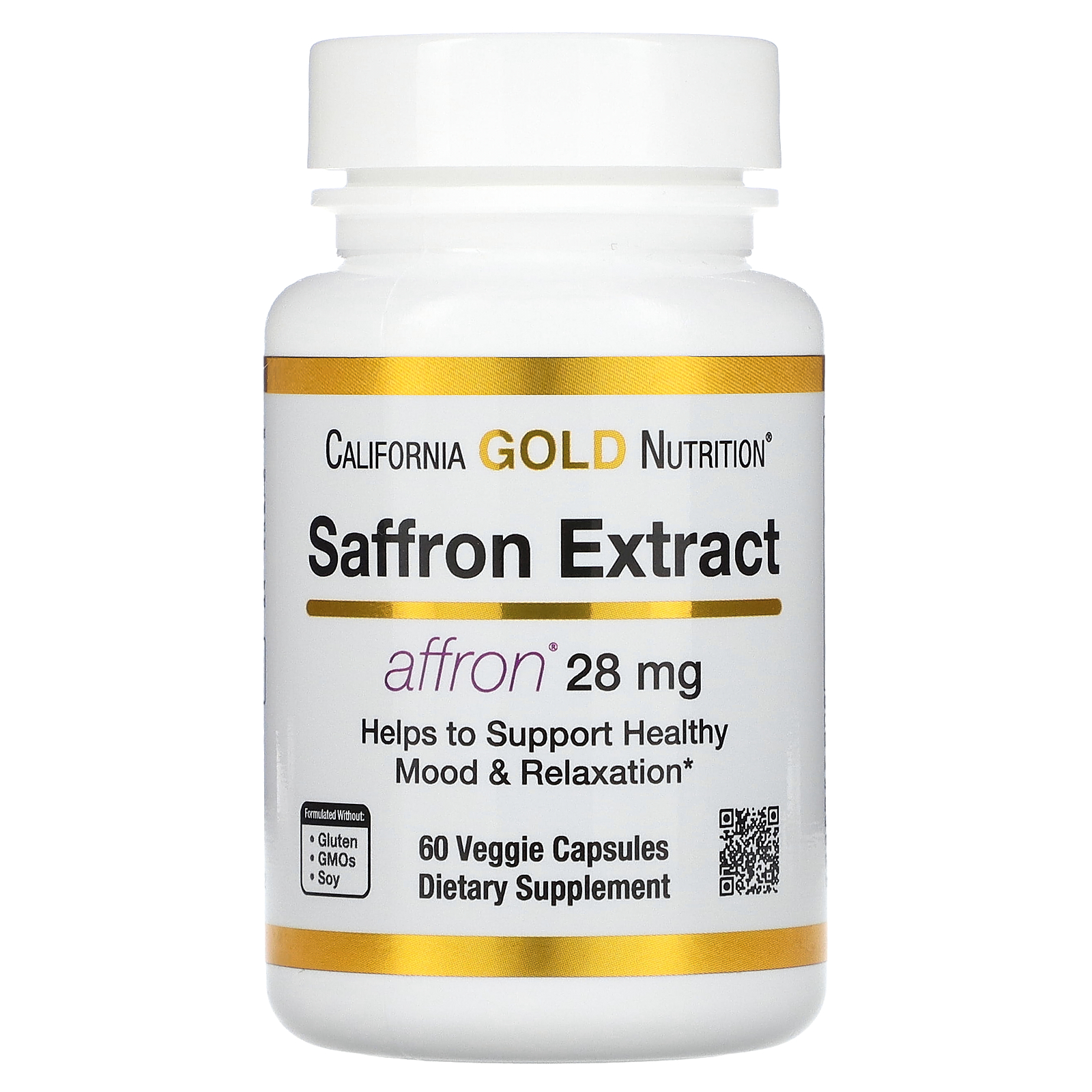 California Gold Nutrition, Saffron Extract with Affron, 28 mg, 60