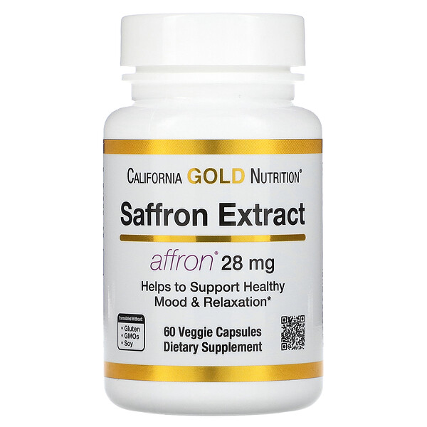California Gold Nutrition, Saffron Extract with Affron, 28 mg, 60