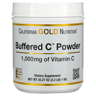California Gold Nutrition Buffered C Powder, Non-Acidic Vitamin C Powder, Sodium Ascorbate, 2.2 lb (1 kg)