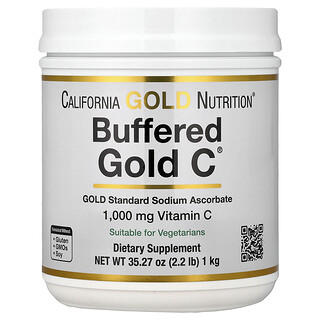 California Gold Nutrition, Gold C, Vitamina C tamponada y no ácida en polvo, Ascorbato de sodio, 1 kg (2,2 lb)