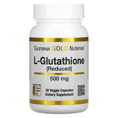 California Gold Nutrition L-Glutathione (Reduced), 500 mg, 30 Veggie Capsules