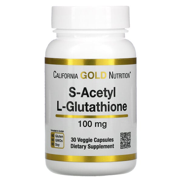 California Gold Nutrition, S-ацетил-L-глутатион, 100 мг, 30 растительных капсул