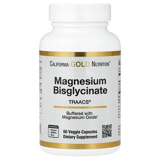 California Gold Nutrition, Magnesium Bisglycinate Chelate, Albion TRAACS®, Magnesiumbisglycinat-Chelat, planzliche Kapseln (100 mg pro Kapsel)