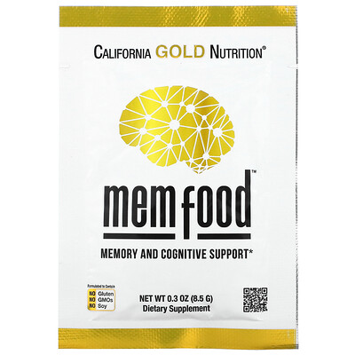 California Gold Nutrition MEM Food, для поддержки памяти и когнитивных функций, индивидуальная упаковка, 8,5 г (0,3 унции)