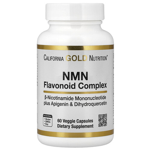 カリフォルニア ゴールド ニュートリション California Gold Nutrition, NMN（ニコチンアミドモノヌクレオチド）フラボノイド コンプレックス、アピゲニン＆ジヒドロクエルセチン配合、ベジカプセル60粒