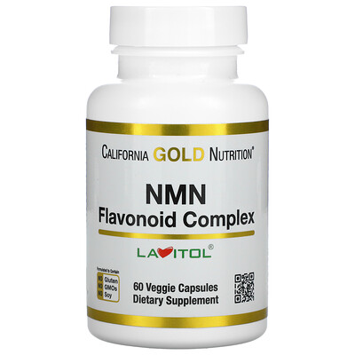 California Gold Nutrition NMN, комплекс с флавоноидами, 60 растительных капсул