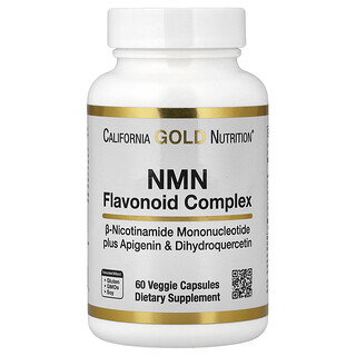 California Gold Nutrition, комплекс флавоноїдів з NMN, апігеніном і дигідрокверцетином, 60 вегетаріанських капсул