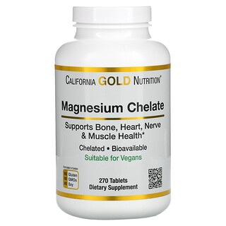 California Gold Nutrition, Quelato de magnesio, 210 mg, 270 comprimidos