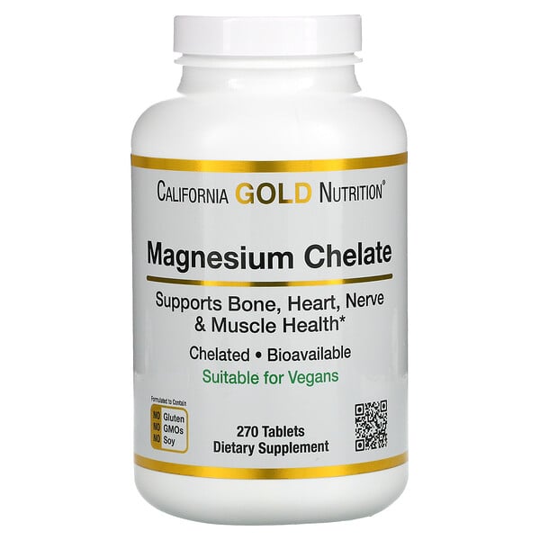 California Gold Nutrition, Magnesium Chelate, Magnesium-Chelat, 210 mg, 270 Tabletten