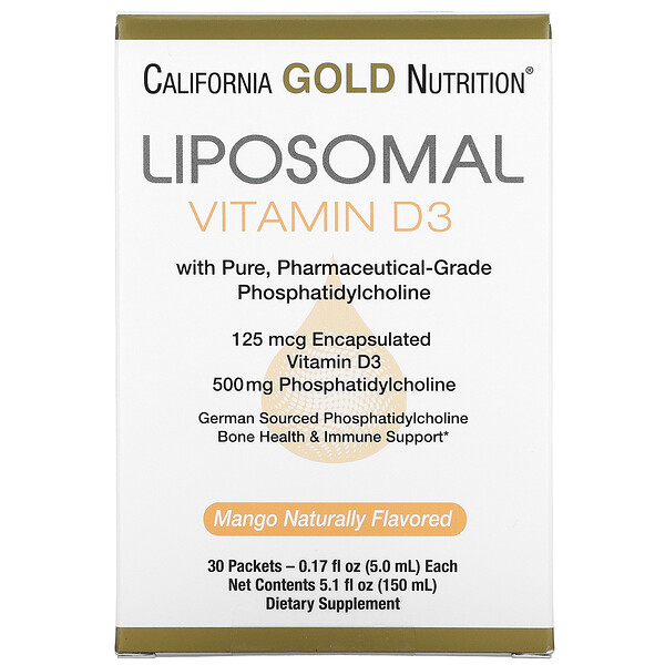 California Gold Nutrition, 脂質體維生素 D3，30 包（5 毫升）