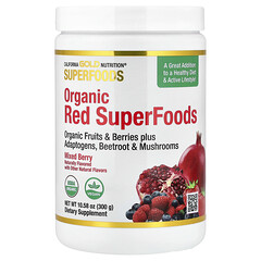 Superfoods, органічні червоні суперфуди з порошками органічних ягід асаї, органічної лохини, органічної журавлини й органічного граната, суміш ягід, 300 г