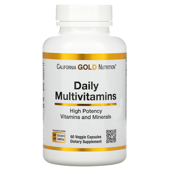California Gold Nutrition, мультивитамины для ежедневного приема, 60 растительных капсул