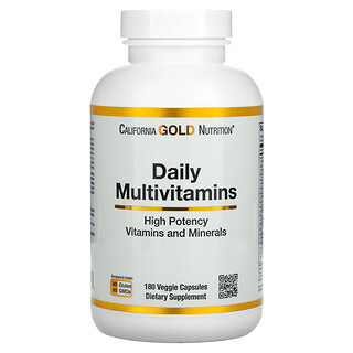 California Gold Nutrition, Daily Multivitamins, 180 Veggie Capsules