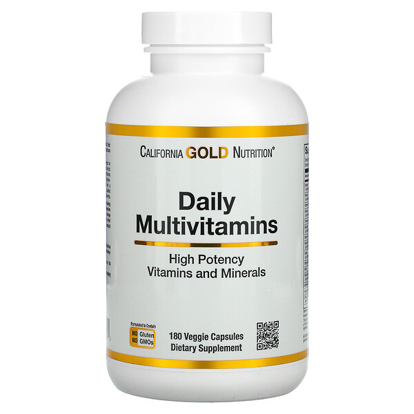 California Gold Nutrition, Multivitamin Harian, 180 Kapsul Nabati