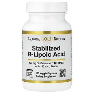 كاليفورنيا غولد نيوتريشن‏, حمض ر-ليبويك مستقر معزز بـ Bio-Enhanced® Na-RALA والبيوتين، 120 كبسولة نباتية