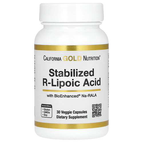 California Gold Nutrition, 安定化R-リポ酸 ビオチン配合, ベジカプセル30粒