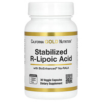 California Gold Nutrition, R-Ácido Tióctico Estabilizado com Biotina, 30 Cápsulas Vegetais