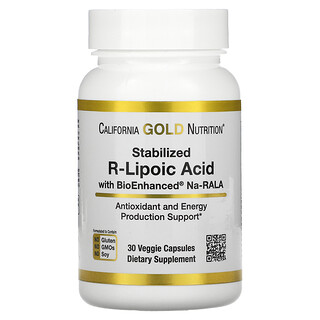 California Gold Nutrition, стабилизированная R-липоевая кислота, 30 растительных капсул
