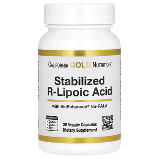 California Gold Nutrition, Asam R-Lipoat yang Distabilkan dengan Biotin, 30 Kapsul Nabati