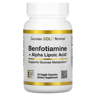 California Gold Nutrition, Benfotiamine + Alpha Lipoic Acid, Benfotiamin + Alpha-Liponsäure, 30 pflanzliche Kapseln