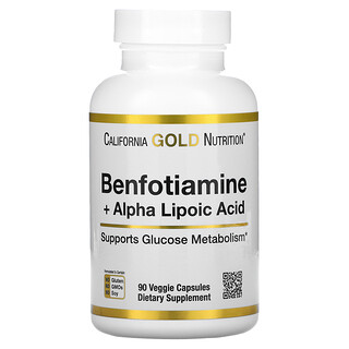 California Gold Nutrition, Benfotiamine + Alpha Lipoic Acid, Benfotiamin + Alpha-Liponsäure, 90 vegetarische Kapseln