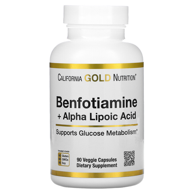 California Gold Nutrition Benfotiamine Alpha Lipoic Acid 90 Veggie Capsules