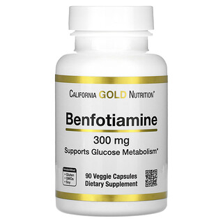 California Gold Nutrition, Benfotiamina, 300 mg, 90 cápsulas vegetales