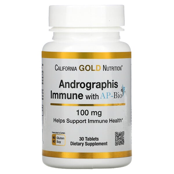 California Gold Nutrition, Andrographis con AP-BIO para la inmunidad, 100 mg, 30 comprimidos