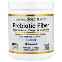 California Gold Nutrition, Præbiotisk fiber plus gurkemejeekstrakt, økologisk ingefærekstrakt og boswelliaekstrakt, 189 g