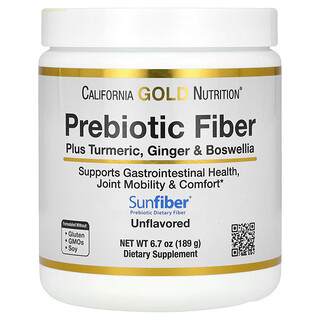 California Gold Nutrition, Prebiotic Fiber Plus Turmeric Extract, Organic Ginger Extract and Boswellia Extract , 6.7 oz (189 g)